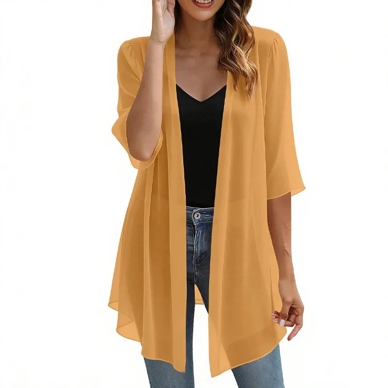 Valentina Balducci™ Lightweight Gauze Open Front Cardigan