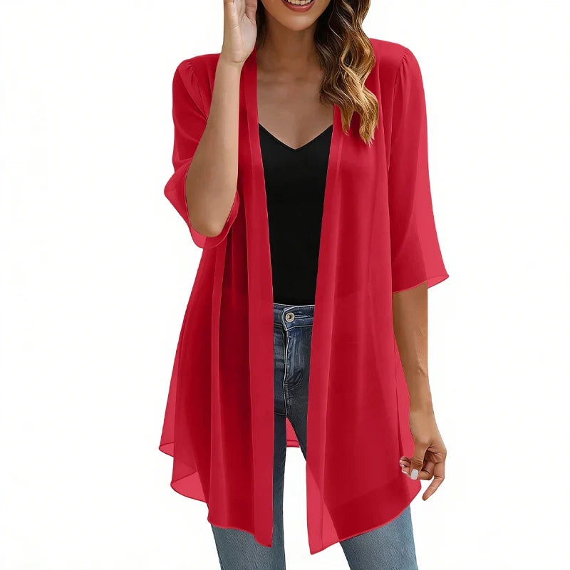 Valentina Balducci™ Lightweight Gauze Open Front Cardigan