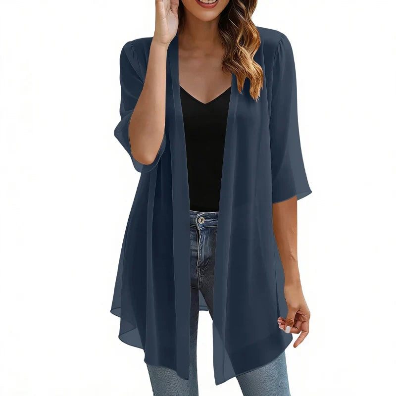 Valentina Balducci™ Lightweight Gauze Open Front Cardigan
