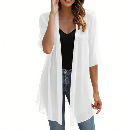 Valentina Balducci™ Lightweight Gauze Open Front Cardigan