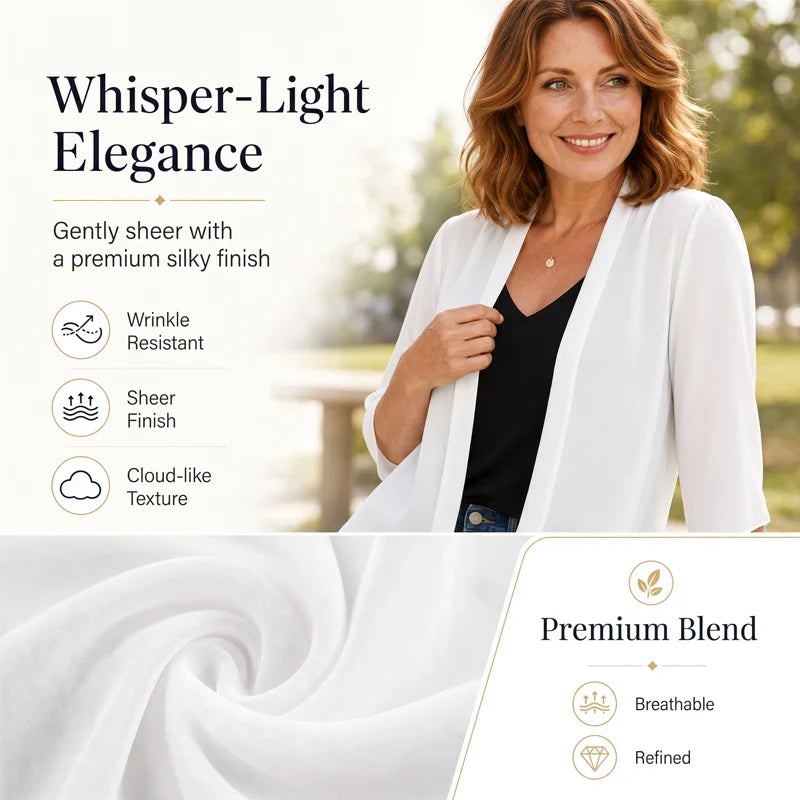 Valentina Balducci™ Lightweight Gauze Open Front Cardigan