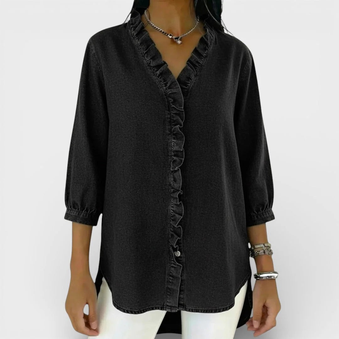 Valentina Riccio™ Effortless Ruffle V-Neck Blouse