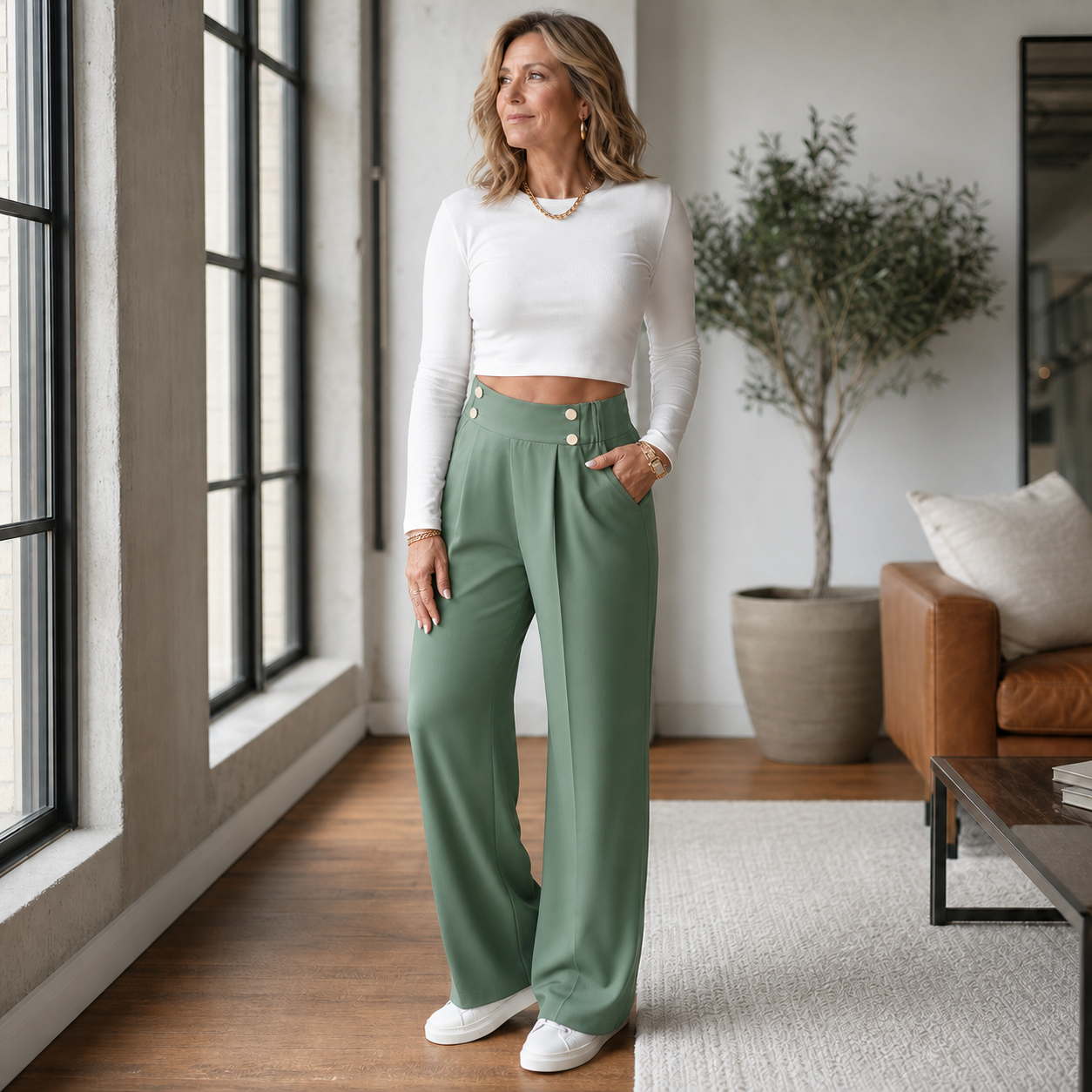 Valeria Borsani™ High-Waisted Wide-Leg Trousers for All-Day Comfort