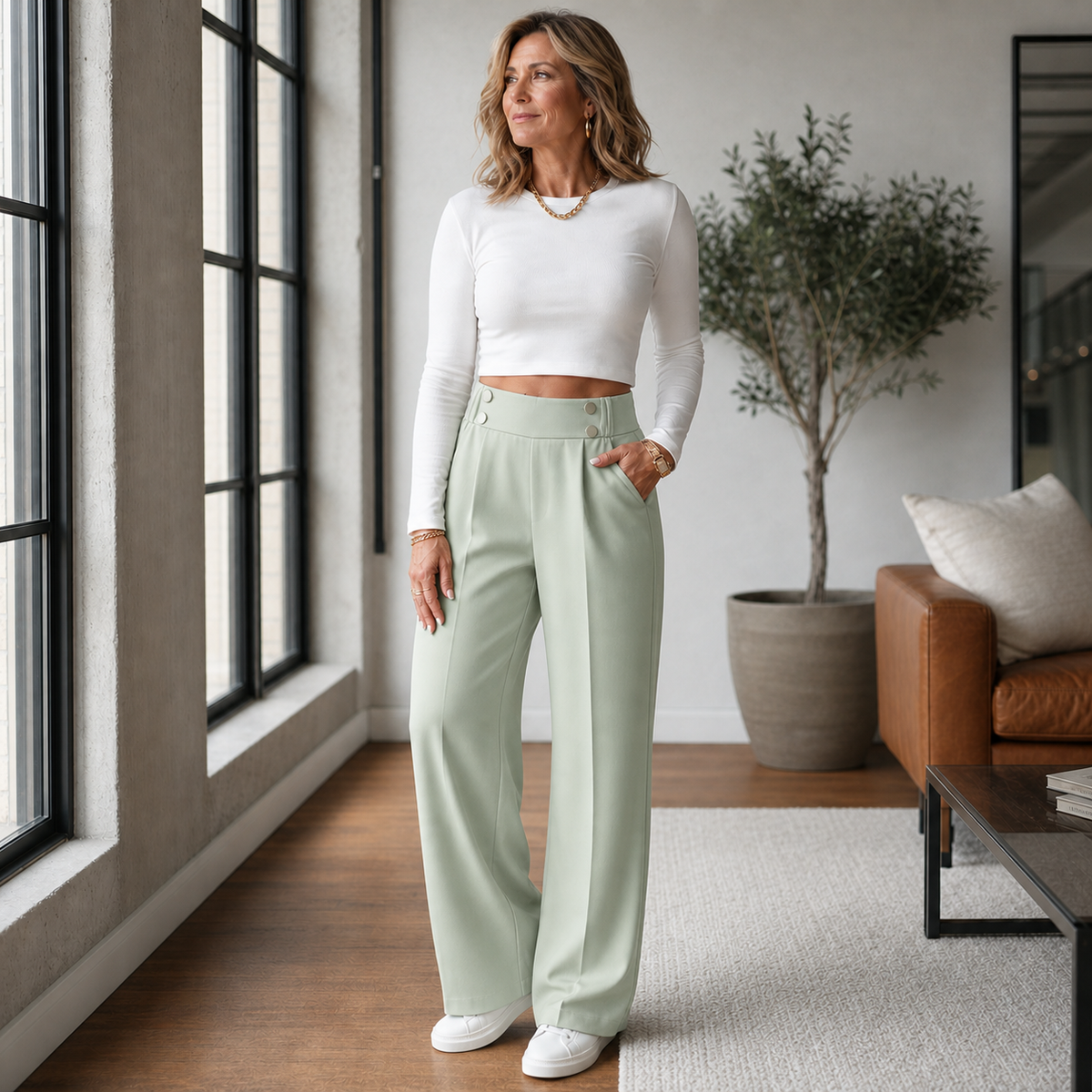 Valeria Borsani™ High-Waisted Wide-Leg Trousers for All-Day Comfort