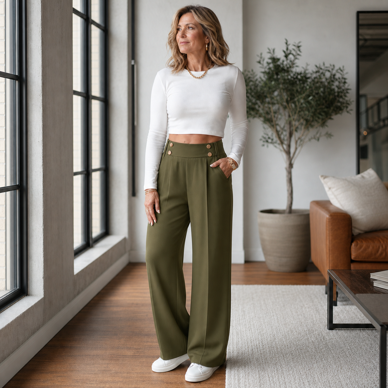 Valeria Borsani™ High-Waisted Wide-Leg Trousers for All-Day Comfort