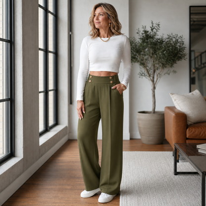 Valeria Borsani™ High-Waisted Wide-Leg Trousers for All-Day Comfort