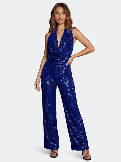 Vanda Bindi™ Elegant Sequined Jumpsuit with Flattering Tie Detail