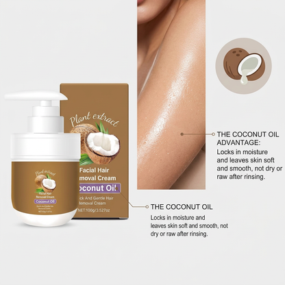 Velourashe™ Gentle Coconut Hair Removal Cream, Face and Body