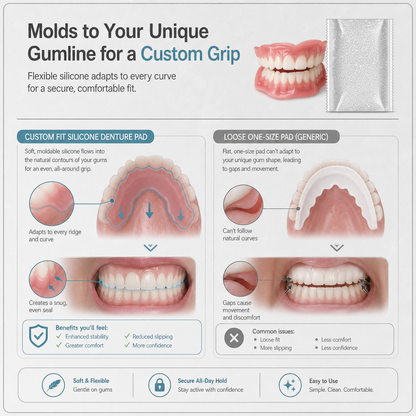 VelvetDent Pro™ Soft Silicone Denture Cushion for Secure Fit