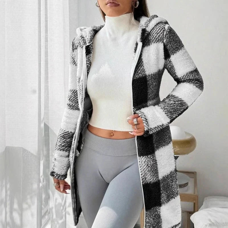 Venturina Casagrande™ Hooded Plaid Jacket for Effortless Warmth