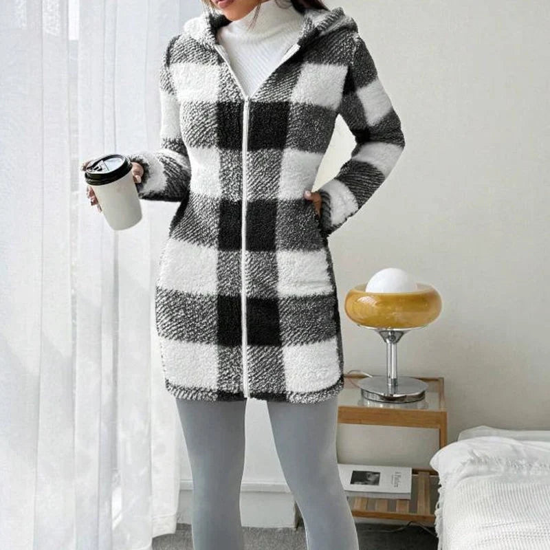 Venturina Casagrande™ Hooded Plaid Jacket for Effortless Warmth