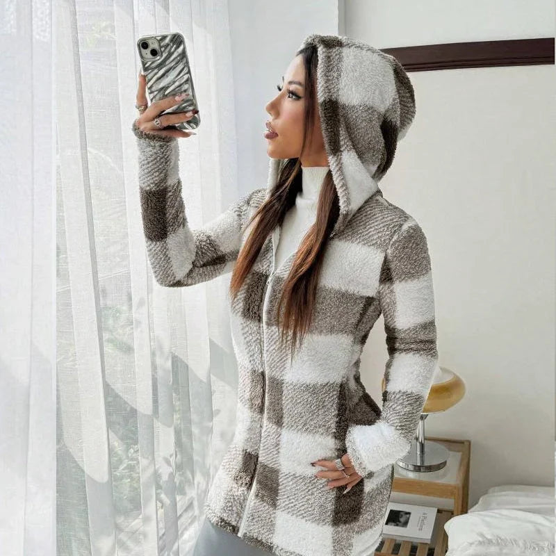 Venturina Casagrande™ Hooded Plaid Jacket for Effortless Warmth