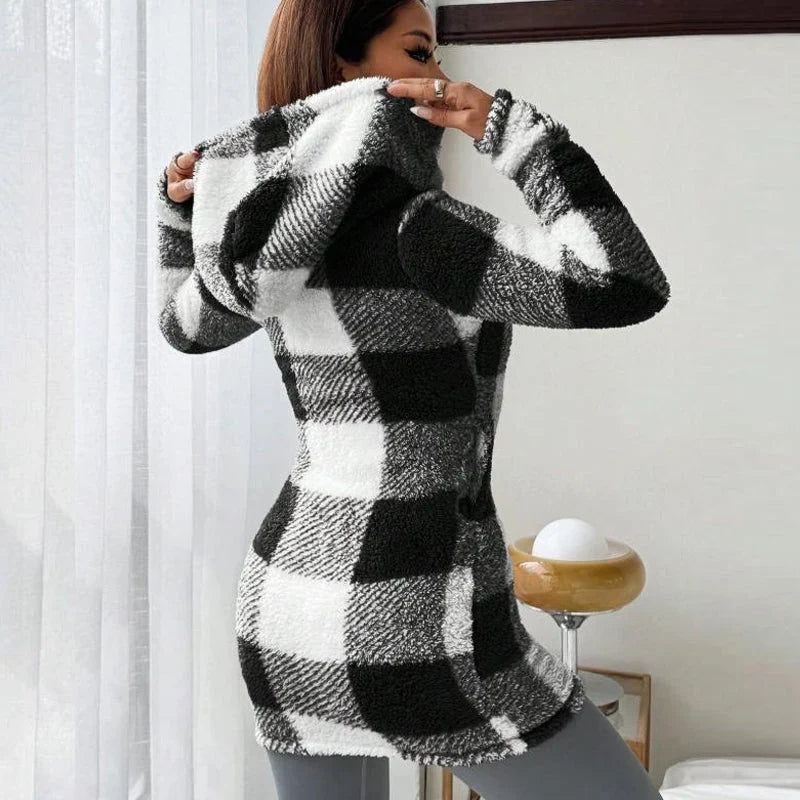 Venturina Casagrande™ Hooded Plaid Jacket for Effortless Warmth