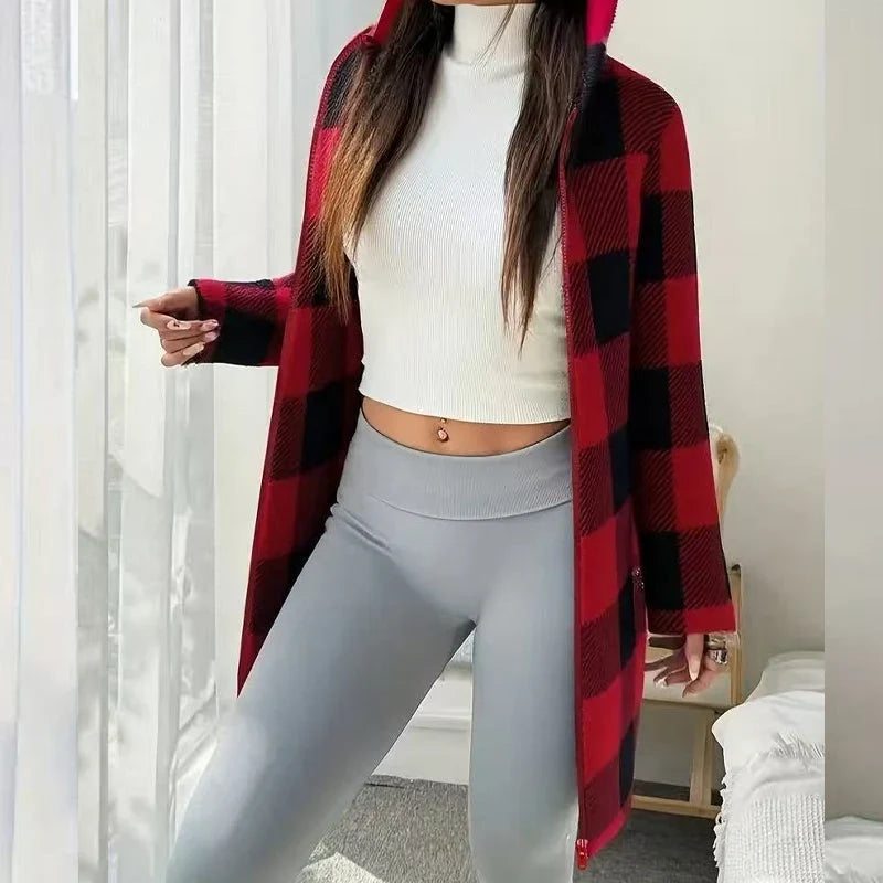 Venturina Casagrande™ Hooded Plaid Jacket for Effortless Warmth