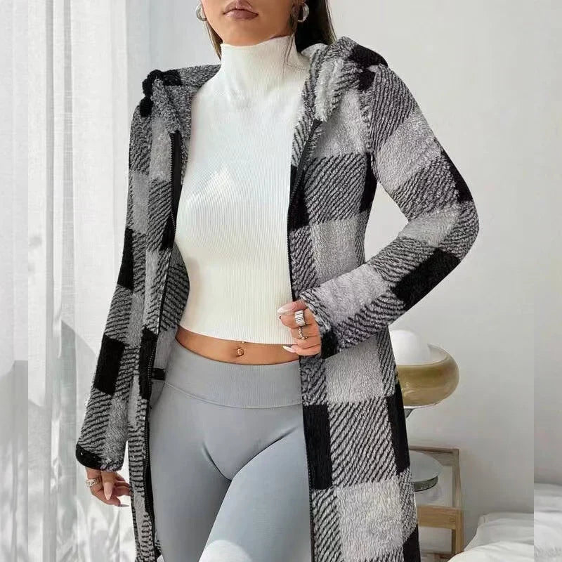Venturina Casagrande™ Hooded Plaid Jacket for Effortless Warmth