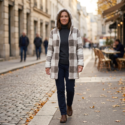 Venturina Casagrande™ Hooded Plaid Jacket for Effortless Warmth