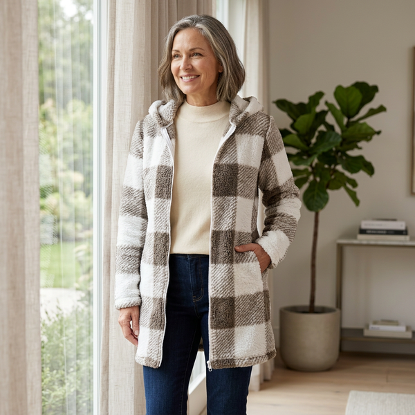 Venturina Casagrande™ Hooded Plaid Jacket for Effortless Warmth