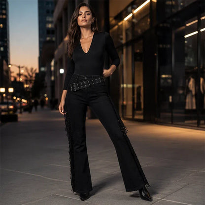 Violante Collura™ Fringe Flare Jeans for a Longer Leg Line
