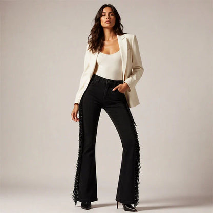Violante Collura™ Fringe Flare Jeans for a Longer Leg Line