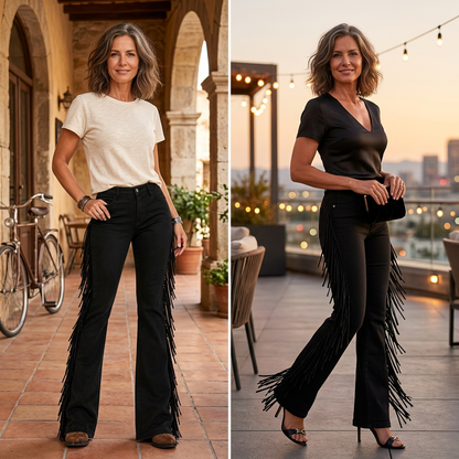 Violante Collura™ Fringe Flare Jeans for a Longer Leg Line