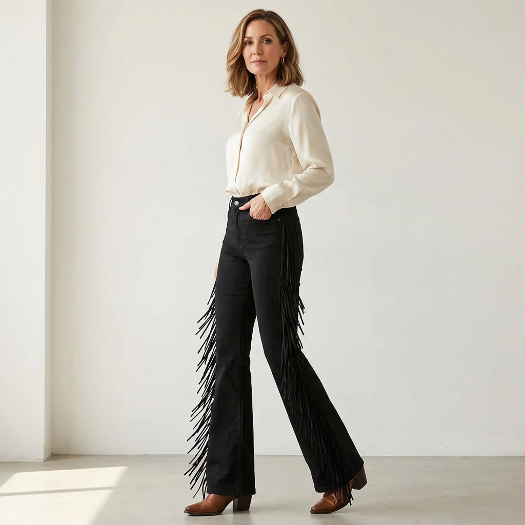 Violante Collura™ Fringe Flare Jeans for a Longer Leg Line