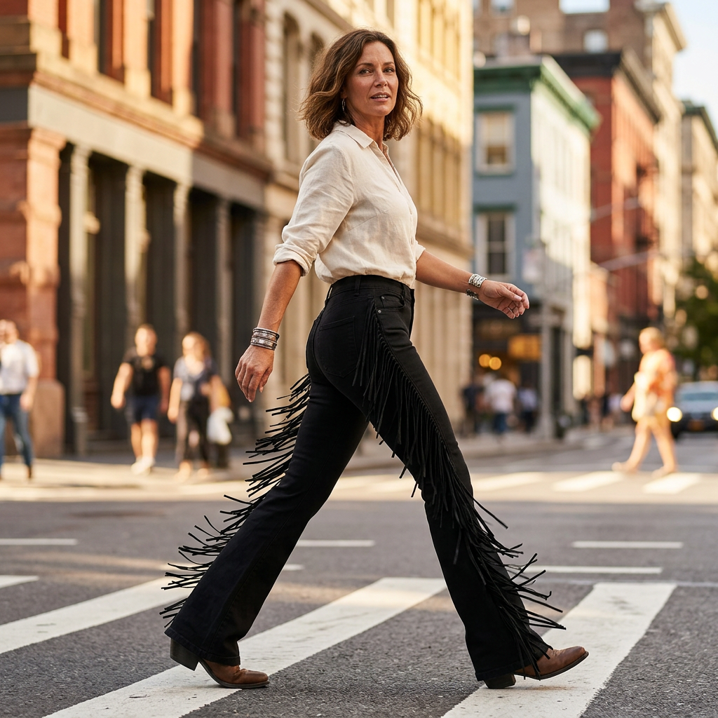 Violante Collura™ Fringe Flare Jeans for a Longer Leg Line