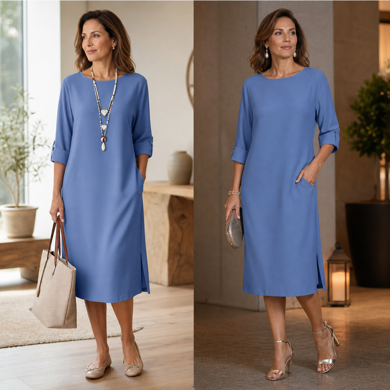Virginia Franchini™ Minimalist Dress with Pockets for Effortless Everyday Style