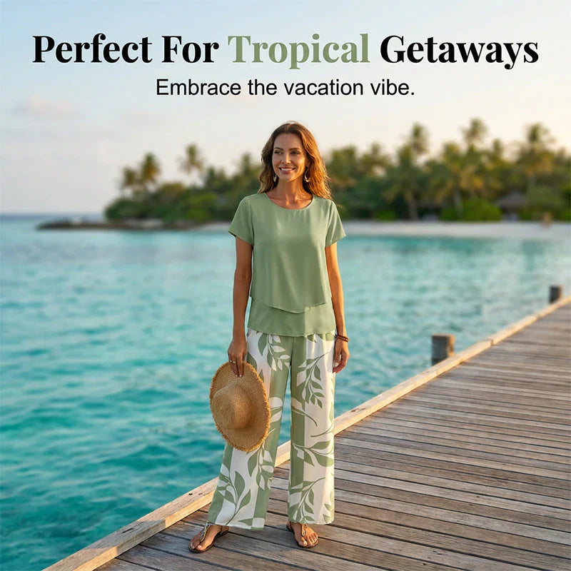 Vittoria Frangipane™ Leaf Print Two-Piece Vacation Set
