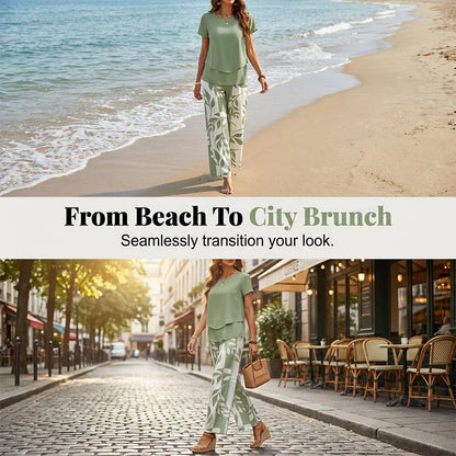 Vittoria Frangipane™ Leaf Print Two-Piece Vacation Set