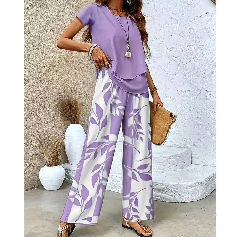 Vittoria Frangipane™ Leaf Print Two-Piece Vacation Set
