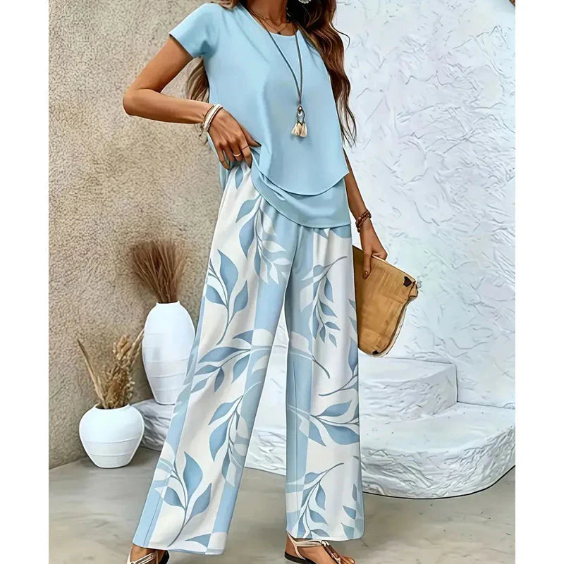 Vittoria Frangipane™ Leaf Print Two-Piece Vacation Set