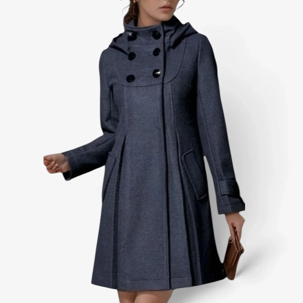 Wanda Salvadori™ Elegant Hooded Swing Coat for Cold Outings