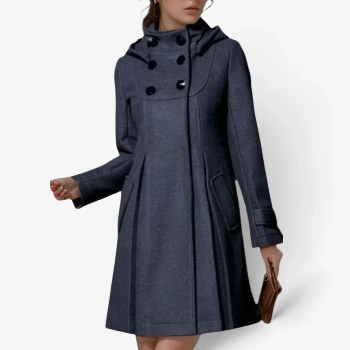 Wanda Salvadori™ Elegant Hooded Swing Coat for Cold Outings