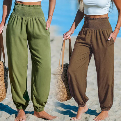 Yara Frasconi™ Breathable Ruched Harem Pants for Easy Comfort