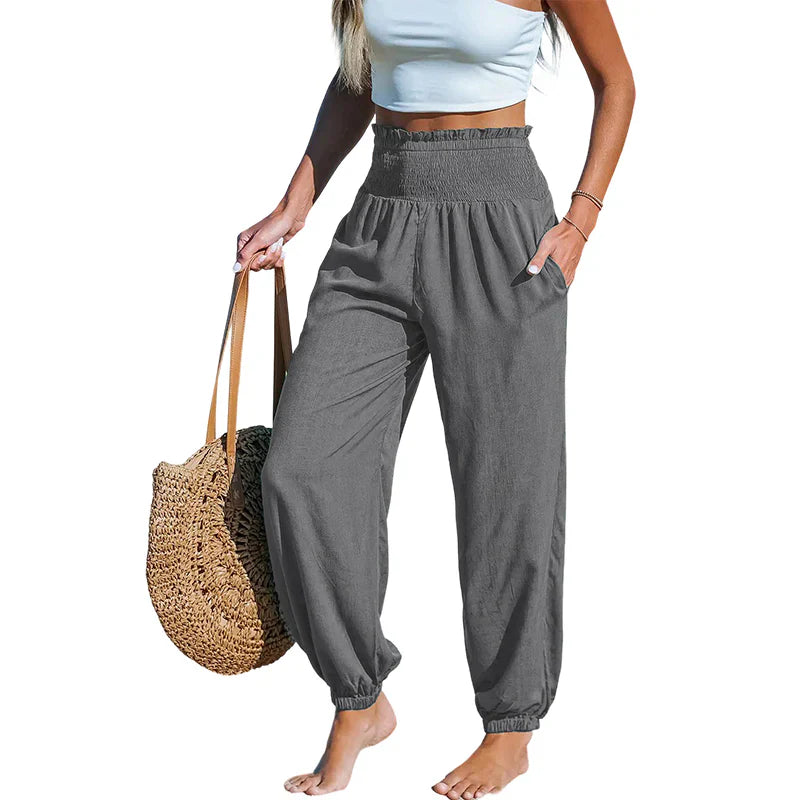 Yara Frasconi™ Breathable Ruched Harem Pants for Easy Comfort