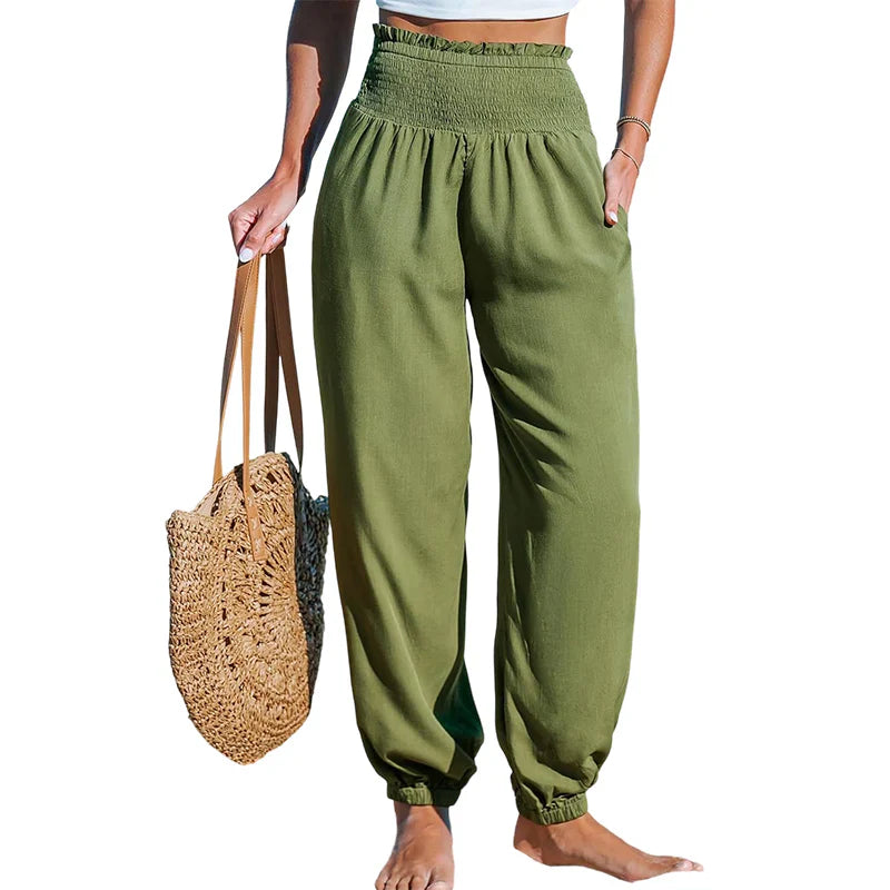 Yara Frasconi™ Breathable Ruched Harem Pants for Easy Comfort