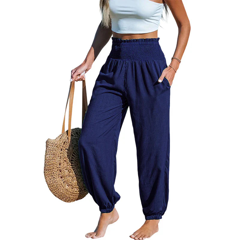 Yara Frasconi™ Breathable Ruched Harem Pants for Easy Comfort