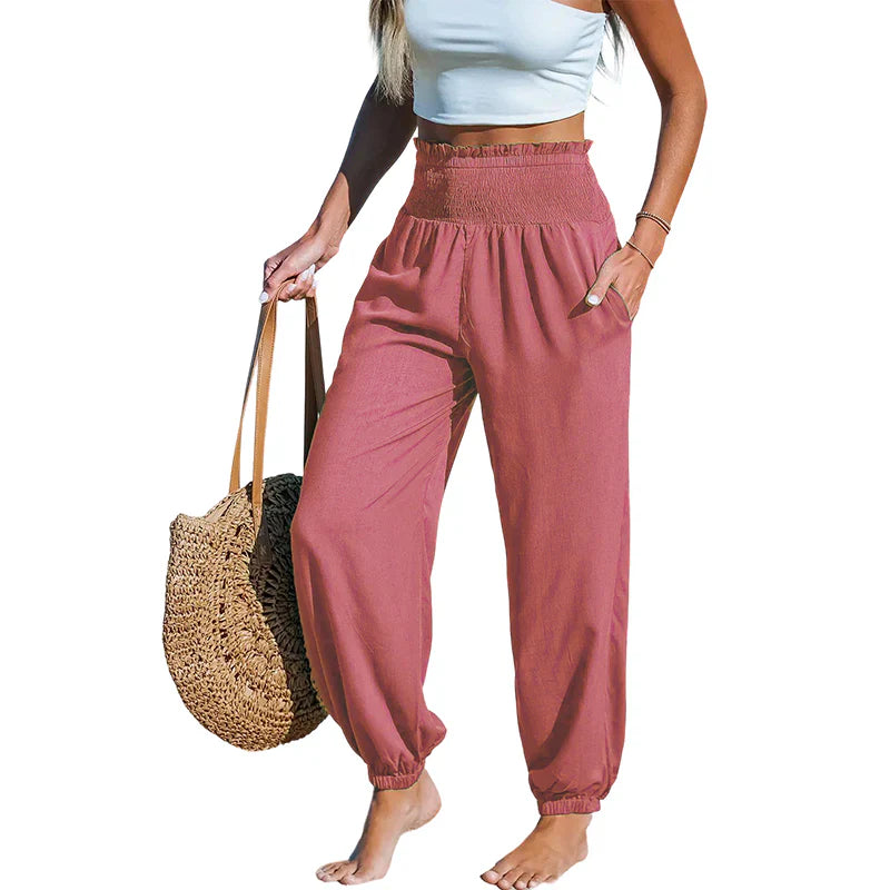 Yara Frasconi™ Breathable Ruched Harem Pants for Easy Comfort
