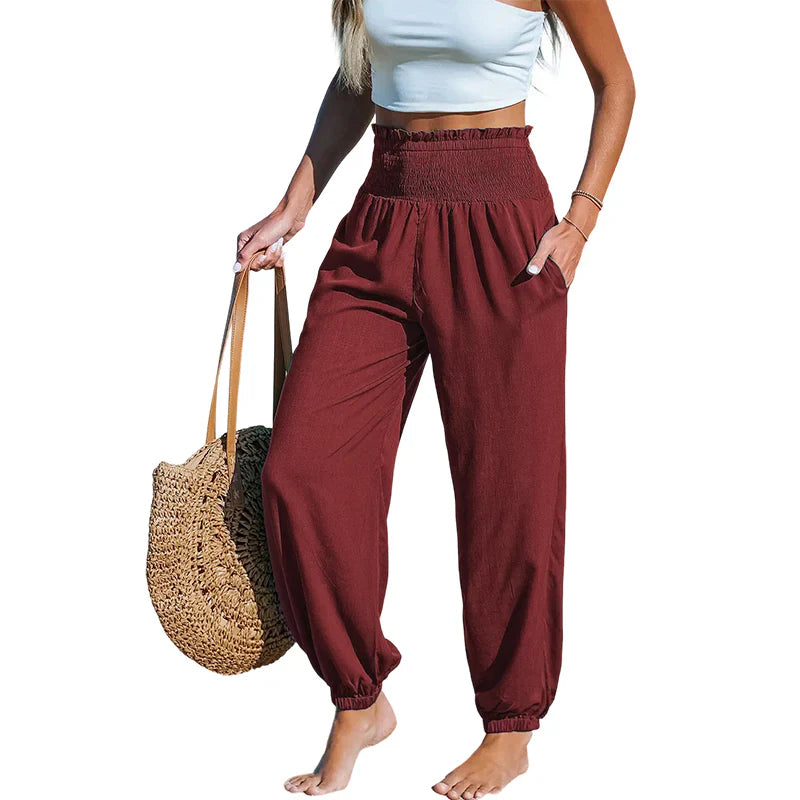 Yara Frasconi™ Breathable Ruched Harem Pants for Easy Comfort