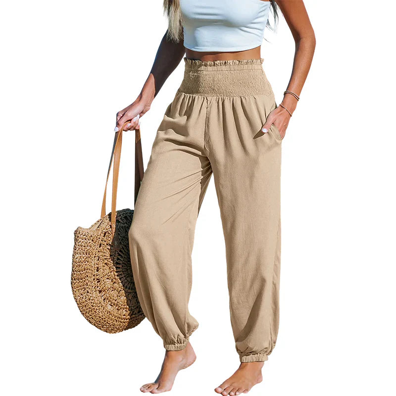 Yara Frasconi™ Breathable Ruched Harem Pants for Easy Comfort