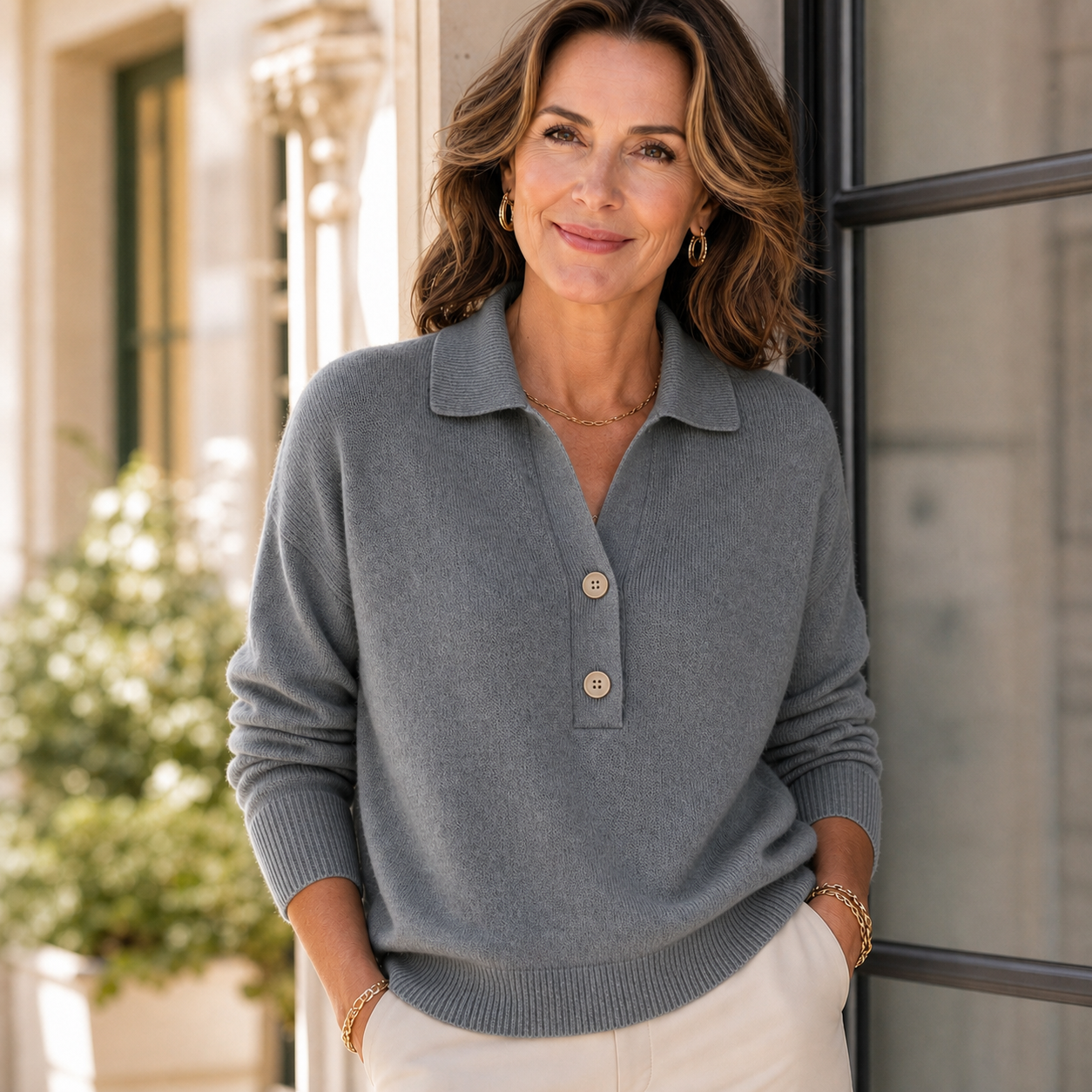 Zaira Boselli™ Cosy V-Neck Sweater for Polished Everyday Looks