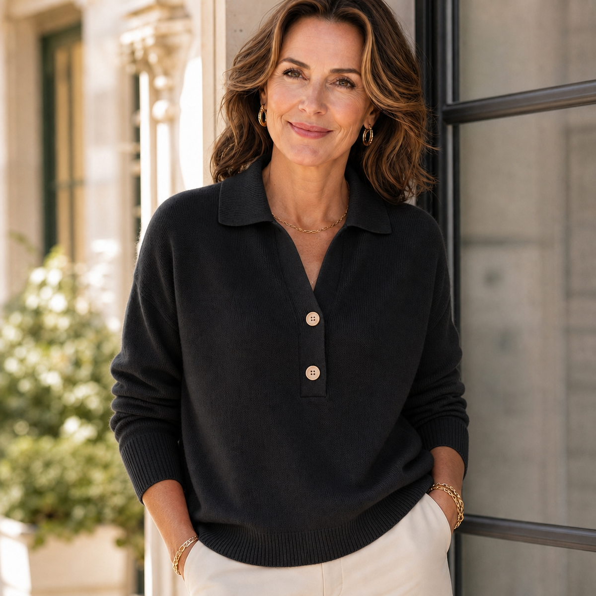 Zaira Boselli™ Cosy V-Neck Sweater for Polished Everyday Looks
