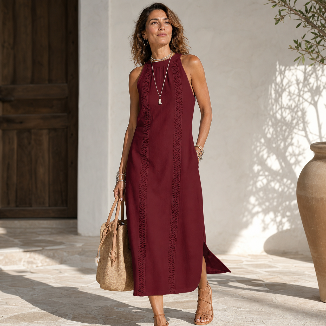 Zaira Zanardi™ Versatile Halter-Neck Midi Dress for Effortless Style