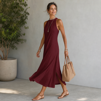 Zaira Zanardi™ Versatile Halter-Neck Midi Dress for Effortless Style