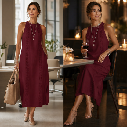 Zaira Zanardi™ Versatile Halter-Neck Midi Dress for Effortless Style