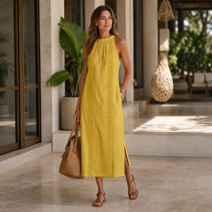 Zaira Zanardi™ Versatile Halter-Neck Midi Dress for Effortless Style