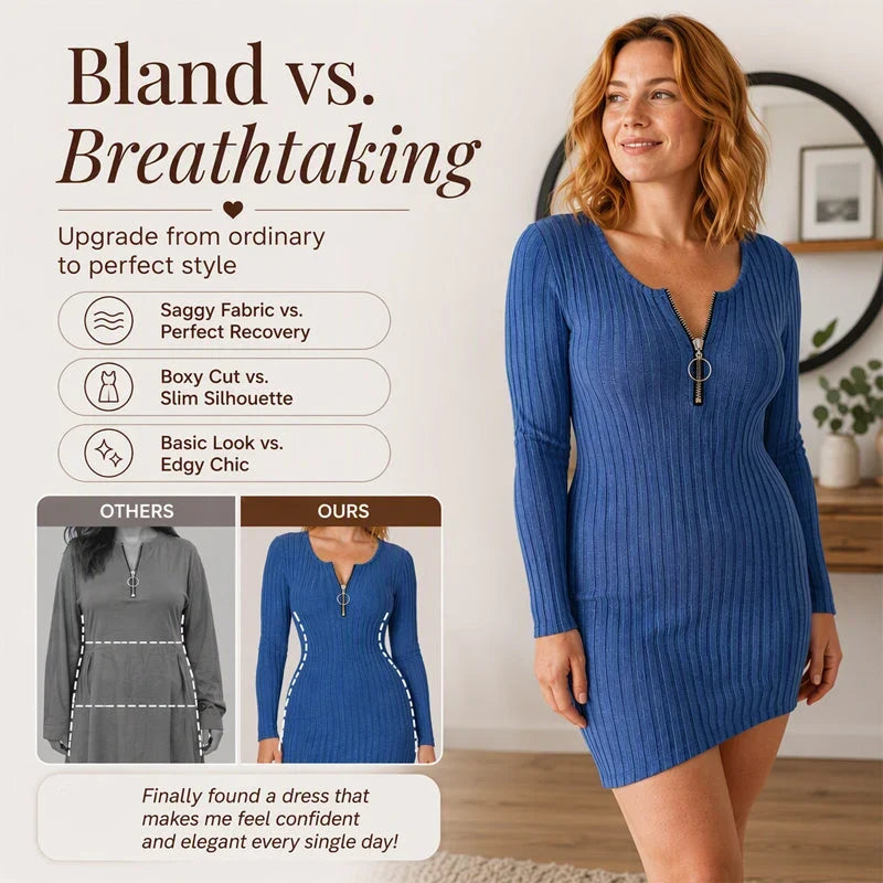 Zelinda Baccelli™ Ribbed Zip Dress for Effortless Style