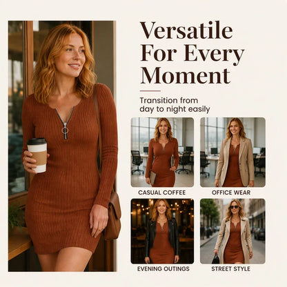 Zelinda Baccelli™ Ribbed Zip Dress for Effortless Style