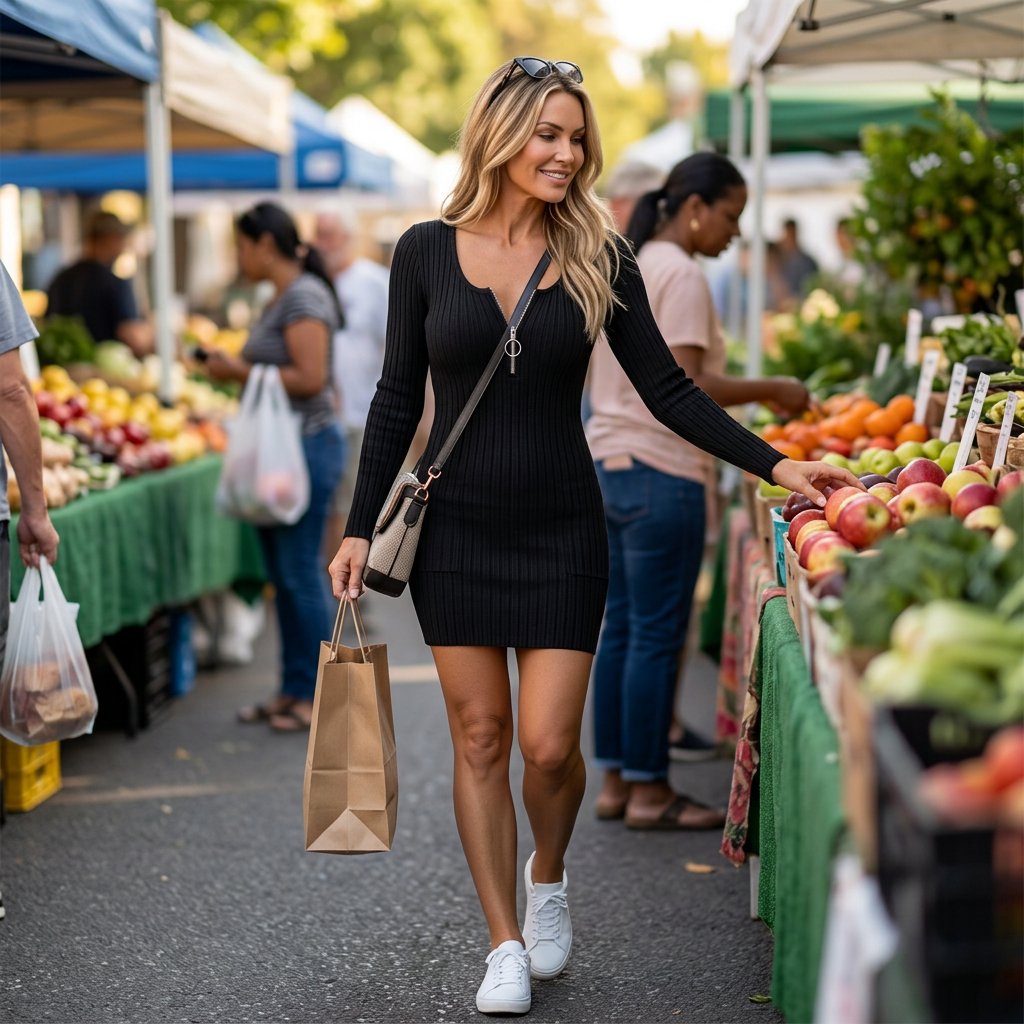 Zelinda Baccelli™ Ribbed Zip Dress for Effortless Style
