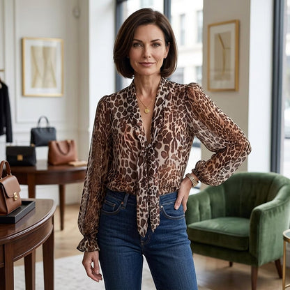 Zelinda Baldovini™ Flattering Leopard Print V-Neck Top